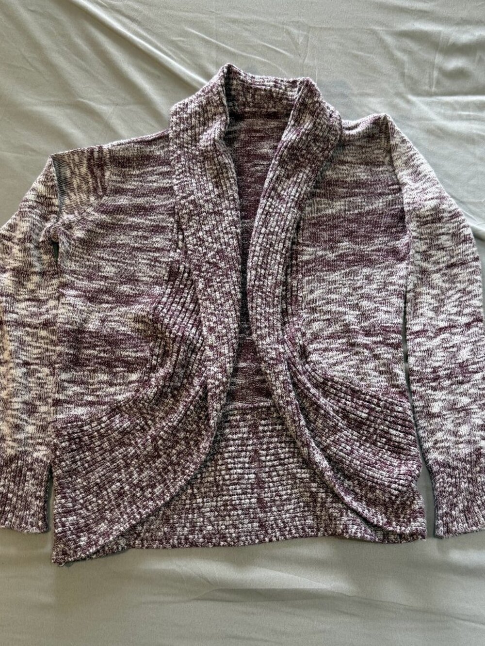 Unbranded Junior's Open Front Cardigan Sweater Draped Shawl Collar Marbled Large